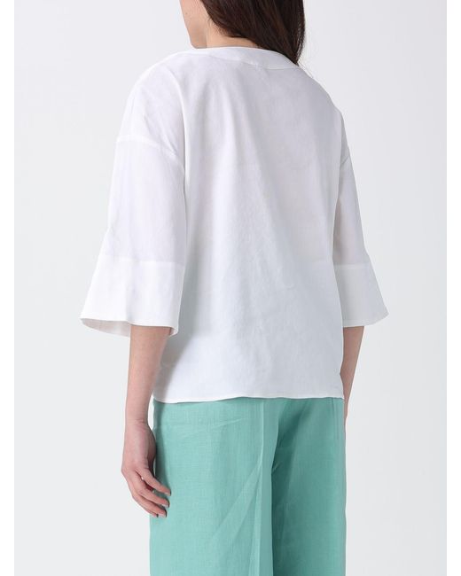 Max Mara Pure White Linen And Viscose Blouse