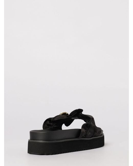 Versace Jeans Couture White Ruched Fabric Sliders