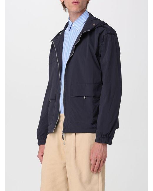 Carrera Blue Nylon Windbreaker Jacket With Hood And Multiple Pockets for men