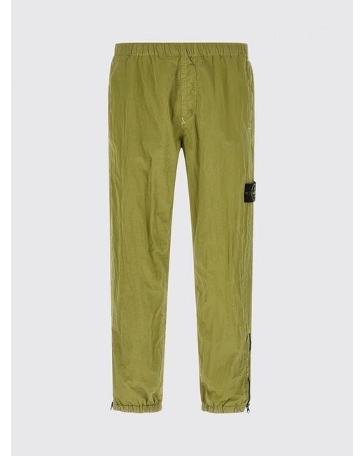 Stone Island Green Technical Fabric Cargo Pants With Elasticated Waist for men