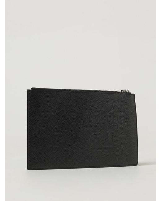 Orciani Black Hammered Leather Clutch for men