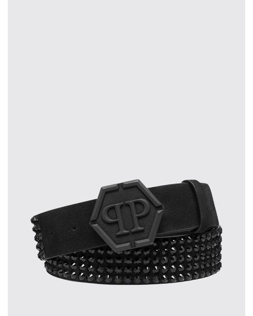 Philipp Plein Black Studded Leather Belt for men