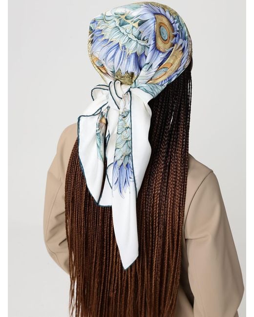 Ferragamo Metallic Silk Scarf With Sunflower Print