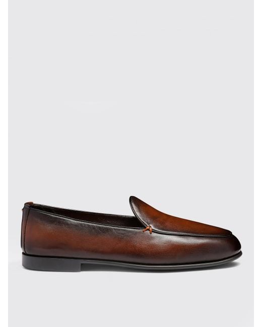 Santoni Brown Refined Slip-On Loafers: Classic Comfort And Sophisticated Style for men