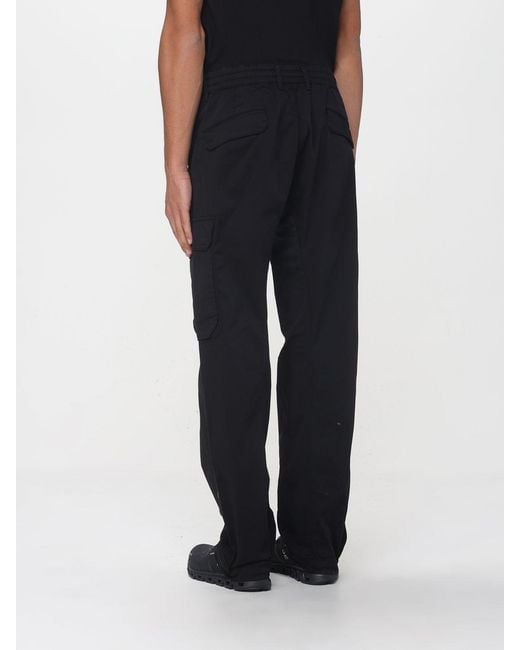 C P Company Black Stretch Cotton Cargo Pants for men