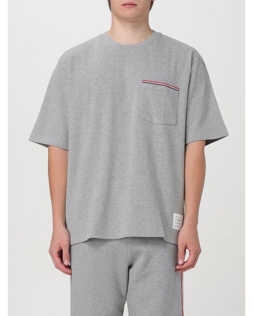 T-shirt con tasca a toppa di Thom Browne in Gray da Uomo