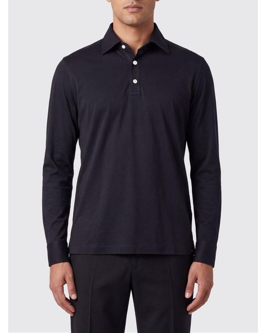 Kiton Blue Cotton Polo Shirt for men