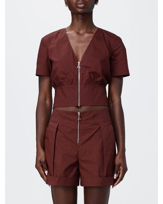Patrizia Pepe Red Cropped Cotton Shirt