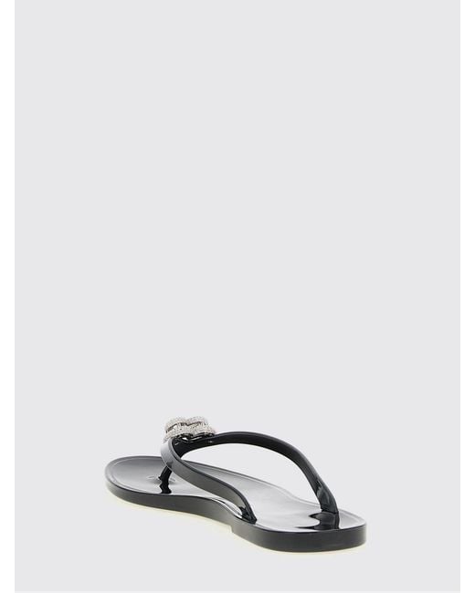 Mach & Mach White Pvc Flip Flops With Rhinestone Hearts