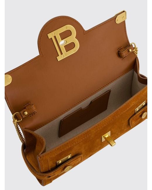 Balmain Brown B-Buzz Suede Bag
