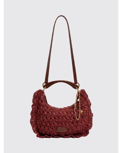 Twinset Red Crochet Raffia Bag