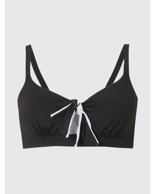 Max Mara Black Triangle Bikini Top With Tie Fastenings And V-Neck