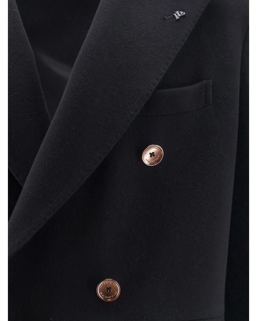 Tagliatore Blue Double-Breasted Long Coat for men