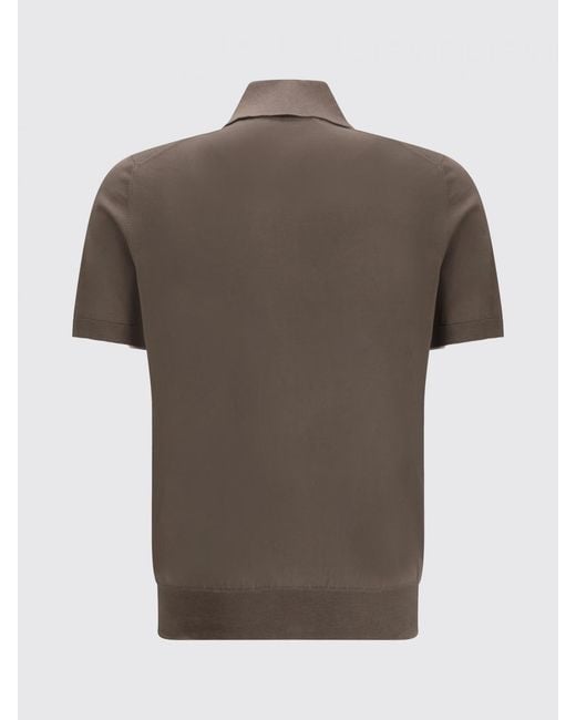 Brunello Cucinelli Gray Knit Polo Shirt for men