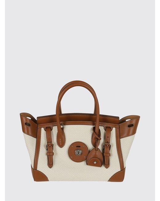 Ralph Lauren Brown Ricky Cotton Canvas And Leather Bag