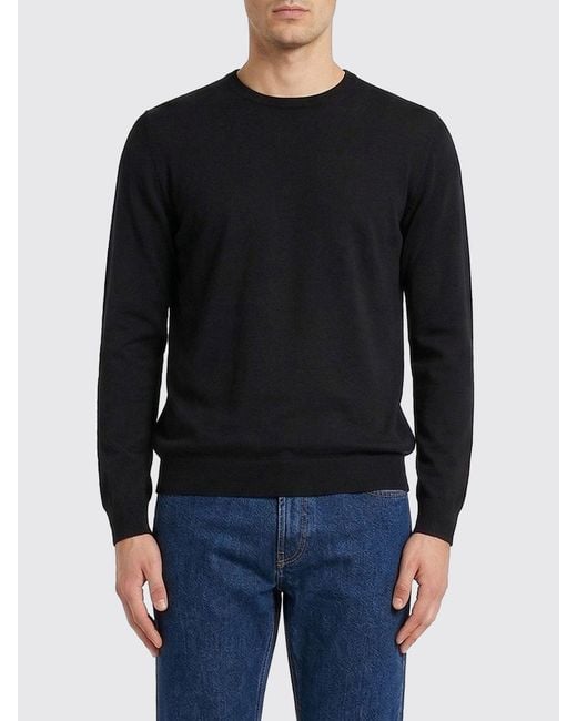 Zanone Black Cotton Crew Neck Sweater for men