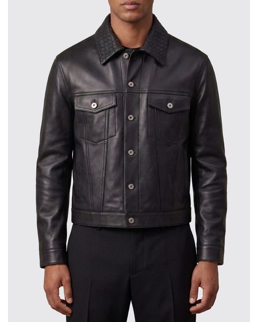 Bottega Veneta Black Leather Shirt Jacket for men