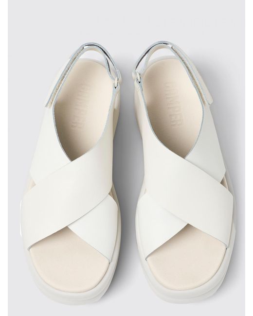 Camper White Flat Sandals