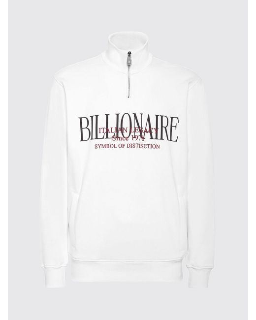 Billionaire White Cotton Sweatshirt With Logo for men