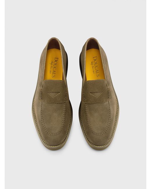 Doucal's Green Suede Loafers for men
