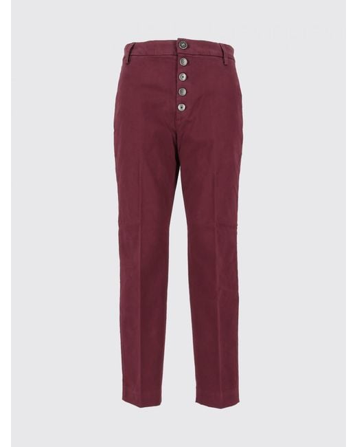 Dondup Red Nima Slim Fit Cropped Stretch-Cotton Trousers