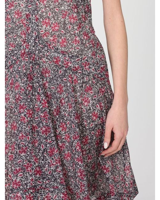 Isabel Marant Pink Danielle Floral Print Cotton Midi Dress