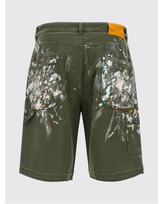 GALLERY DEPT. Green Abstract Print 5-Pocket Cotton Denim Shorts for men