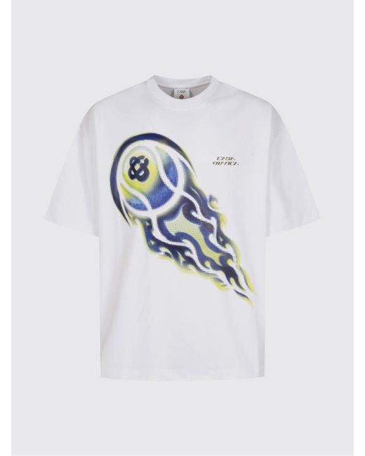 Casablanca White Stretch Cotton T-Shirt With Logo Print for men