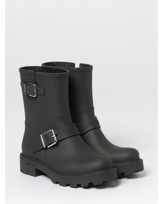 Jimmy Choo Black Rubber Biker Ankle Boot
