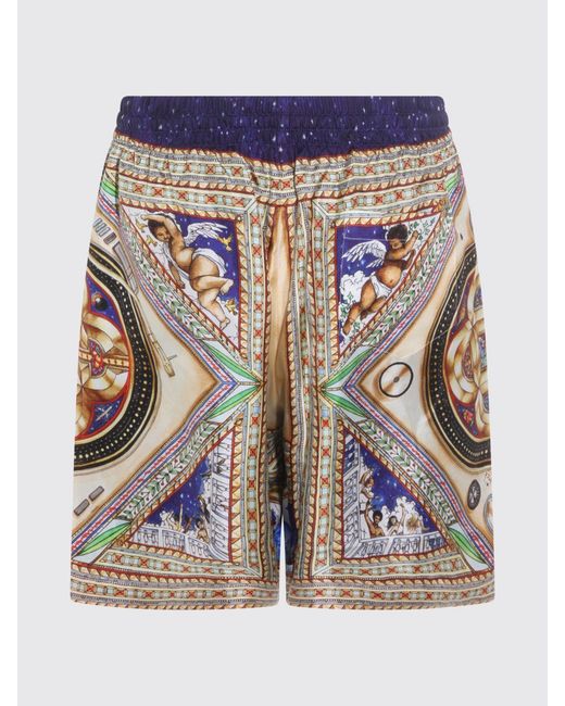Casablanca Black Printed Silk Shorts for men