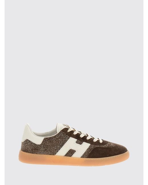 Hogan Brown Cool Leather And Suede Sneakers With H Logo And Rubber Sole for men