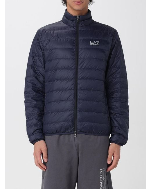 EA7 Blue Light Nylon Down Jacket With Logo for men