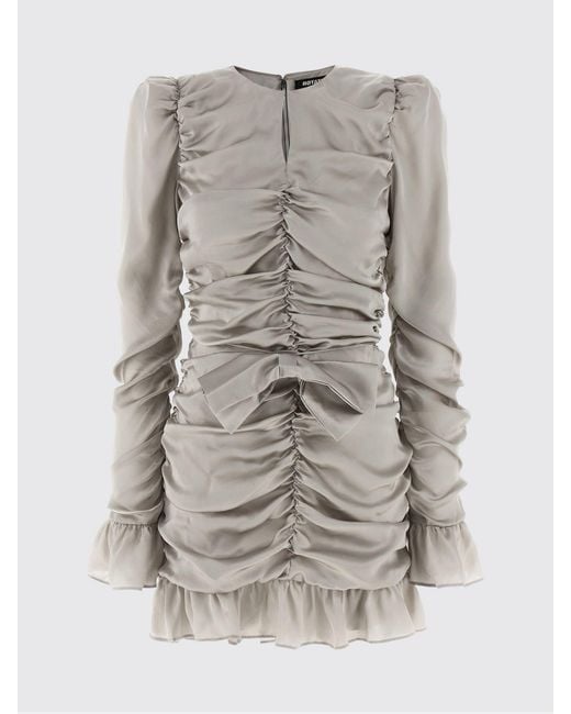 ROTATE BIRGER CHRISTENSEN Gray Draped Silk Dress