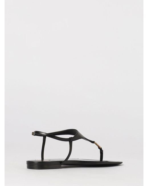 Saint Laurent Natural Cassandre Leather Sandals