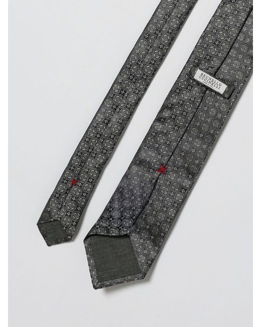 Brunello Cucinelli White Silk Tie for men