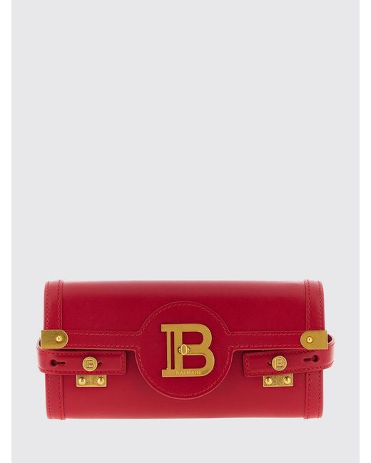 Balmain Red B-Buzz 23 Leather Clutch
