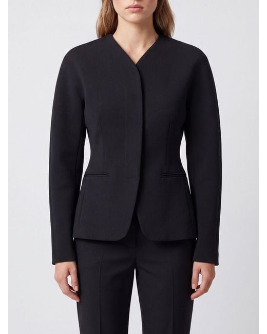 Jacquemus Blue Slim Fit Cropped Viscose Blend Blazer With Concealed Closure