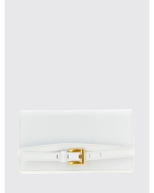 Balmain White Shuffle Leather Wallet Bag