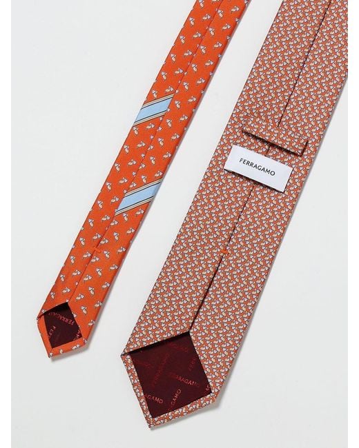 Ferragamo White Pelican Print Silk Tie for men