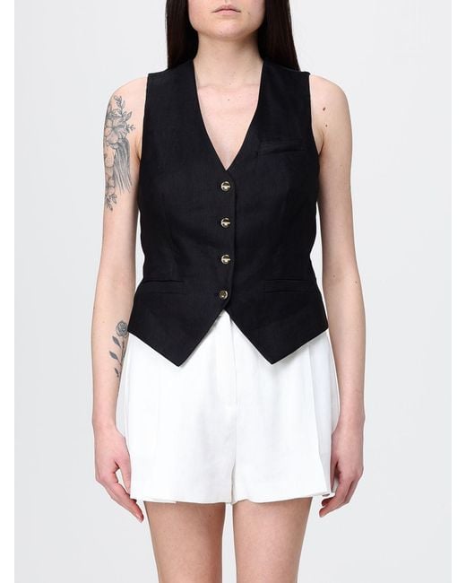 Elisabetta Franchi Black Linen Blend Vest