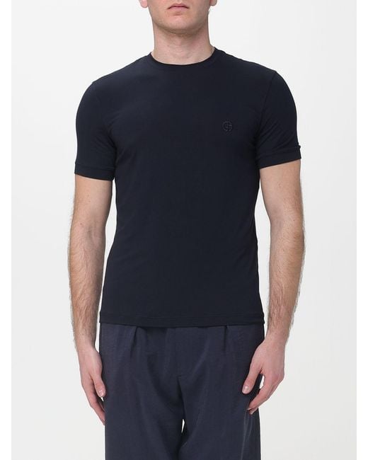 Giorgio Armani Blue Basic Viscose Jersey T-Shirt for men