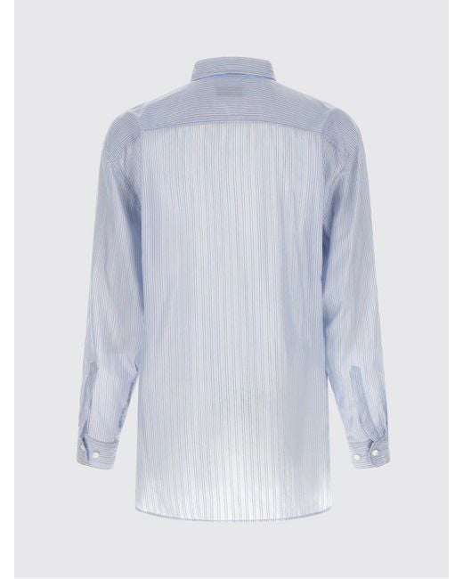 Dries Van Noten Blue Striped Cupro Shirt for men