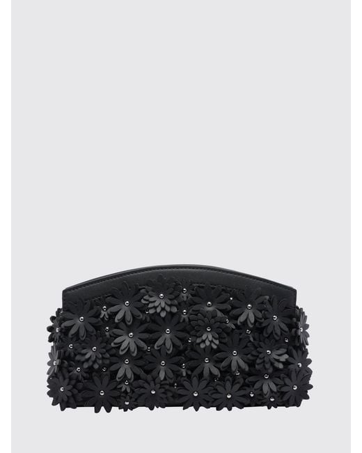Michael Kors Black Athena Polyurethane Blend Clutch With Floral Appliqués