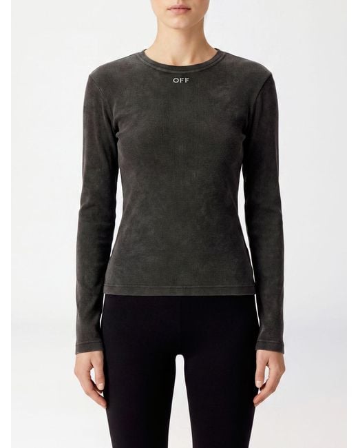 Off-White c/o Virgil Abloh Black Slim Fit Long-Sleeve Cotton T-Shirt With Contrast Logo