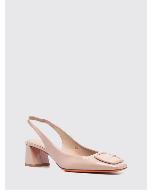 Santoni Pink Patent Leather Slingback Pumps