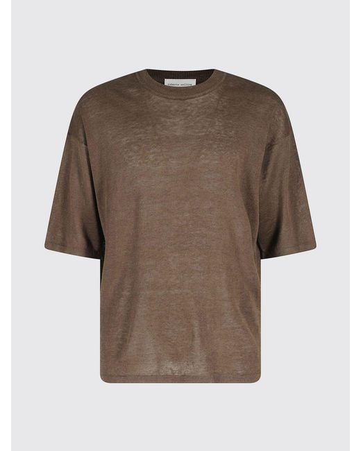 Roberto Collina Brown Linen T-Shirt for men