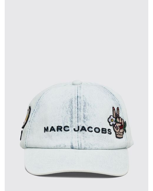 Marc Jacobs White Cotton Denim Baseball Cap With Embroidered Logo