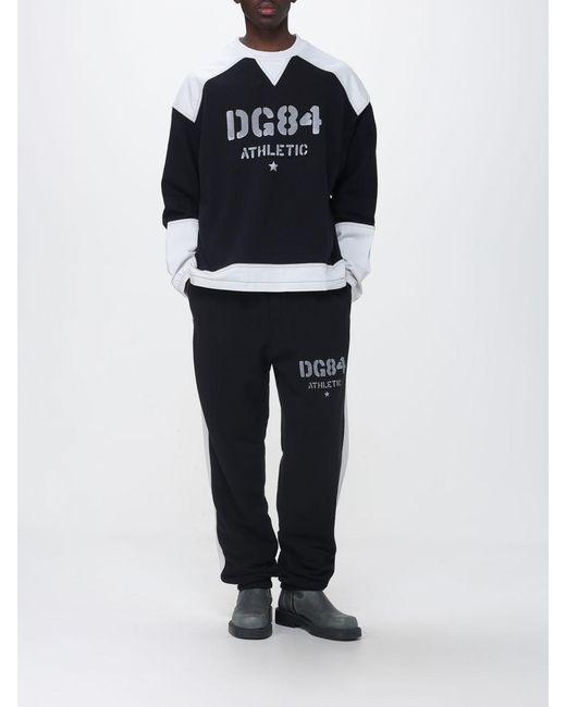 Dolce & Gabbana Black Dolce &Amp Gabbana Cotton Jogging Trousers With Elasticated Waist And Contrast Logo for men
