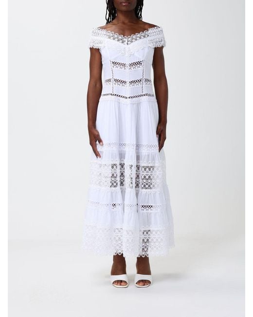 Charo Ruiz White Amaira Midi Cotton Blend Dress Ibiza