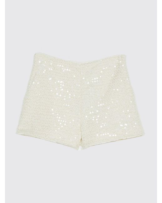 Twinset White Bouclé Shorts With Sequins